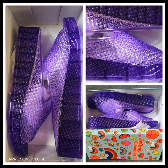 JEFFREY CAMPBELL SLIDES JELLY WEDGE SANDALS A2C - Picture 4 of 8